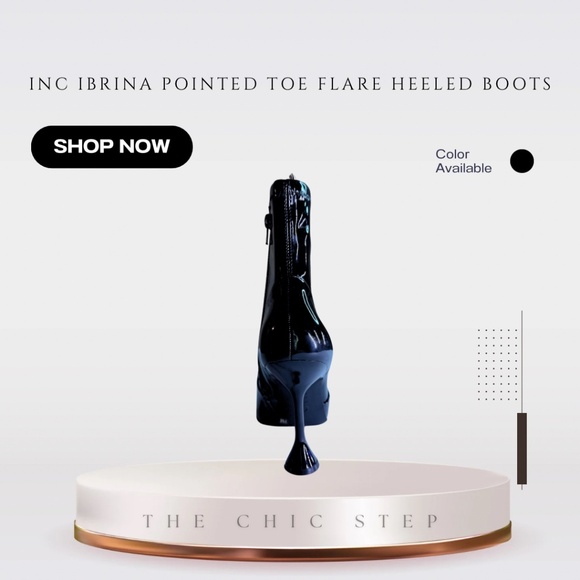 INC International Concepts Women’s Ibrina Pointed Toe Flare Heeled Boots Black - Picture 6 of 9